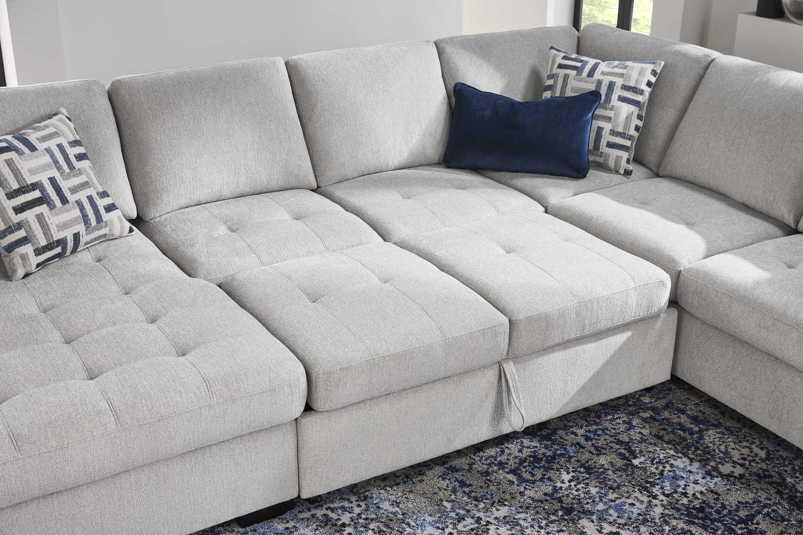 Geneva Gray 6 Pc Sleeper Sectional Living Room - Thumbnail - Image 7