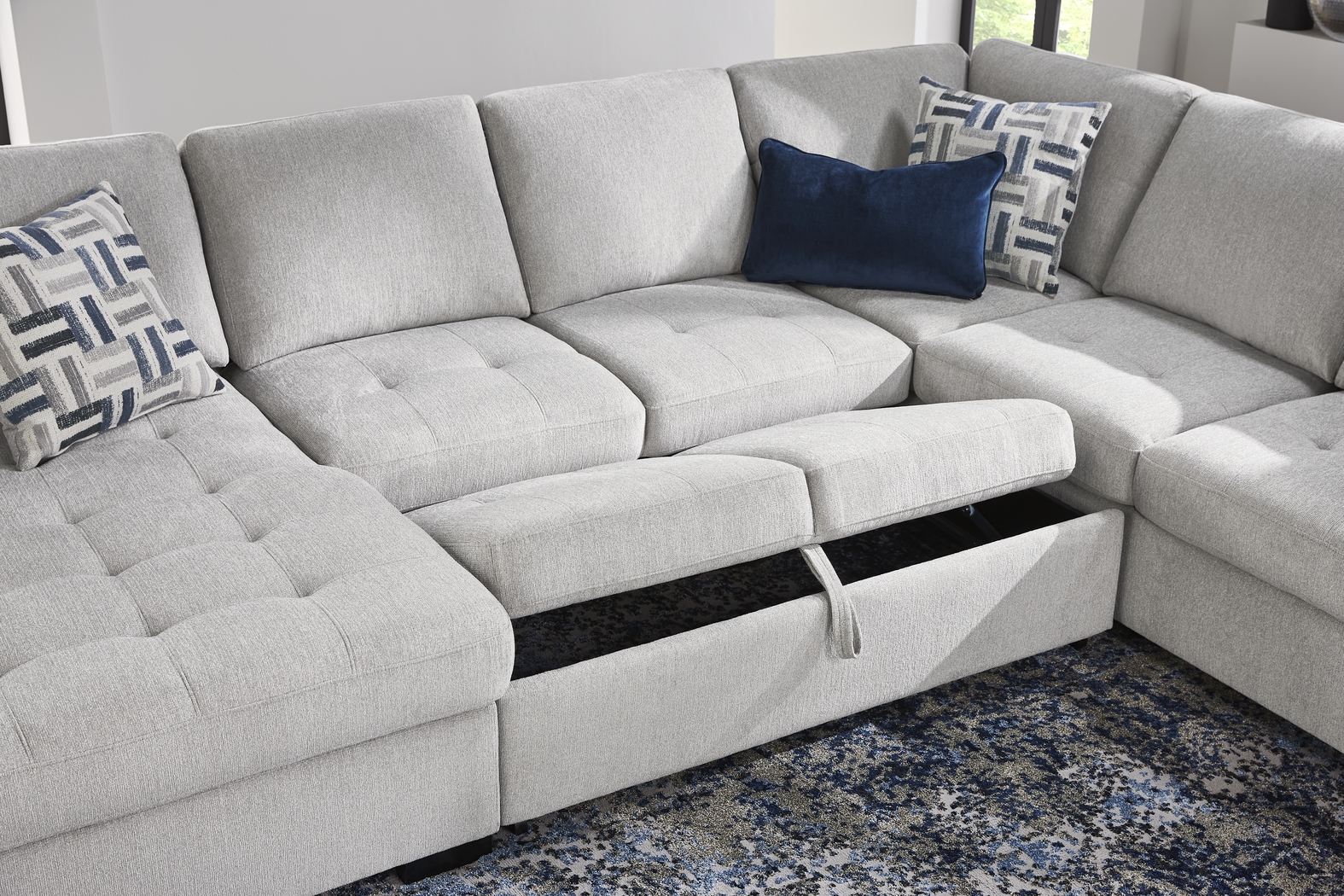 Geneva Gray 6 Pc Sleeper Sectional Living Room - Thumbnail - Image 8