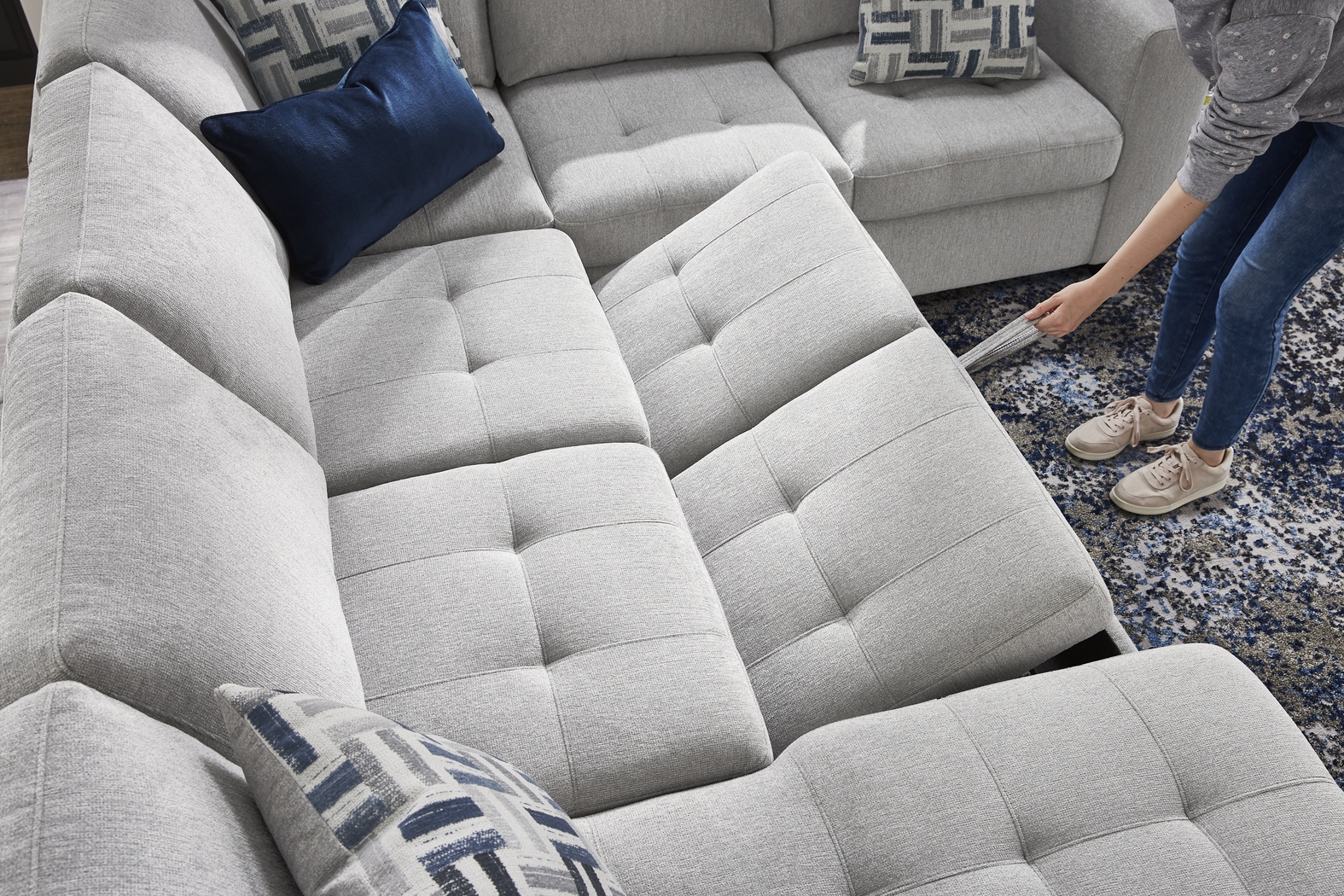 Geneva Gray 6 Pc Sleeper Sectional Living Room - Thumbnail - Image 10