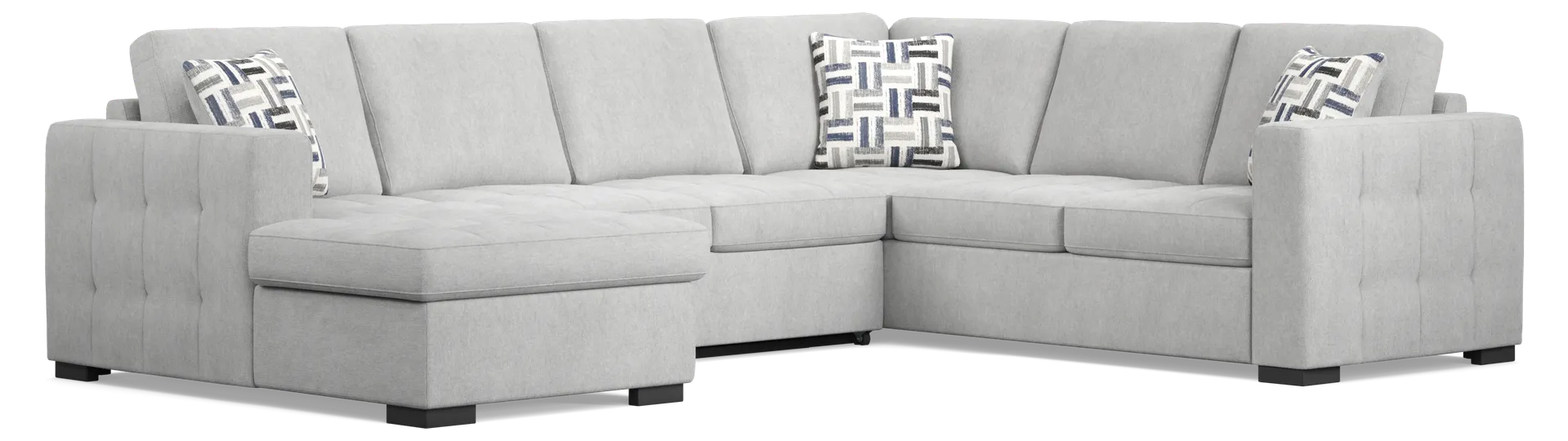gray 3 pc laf storage sleeper sectional