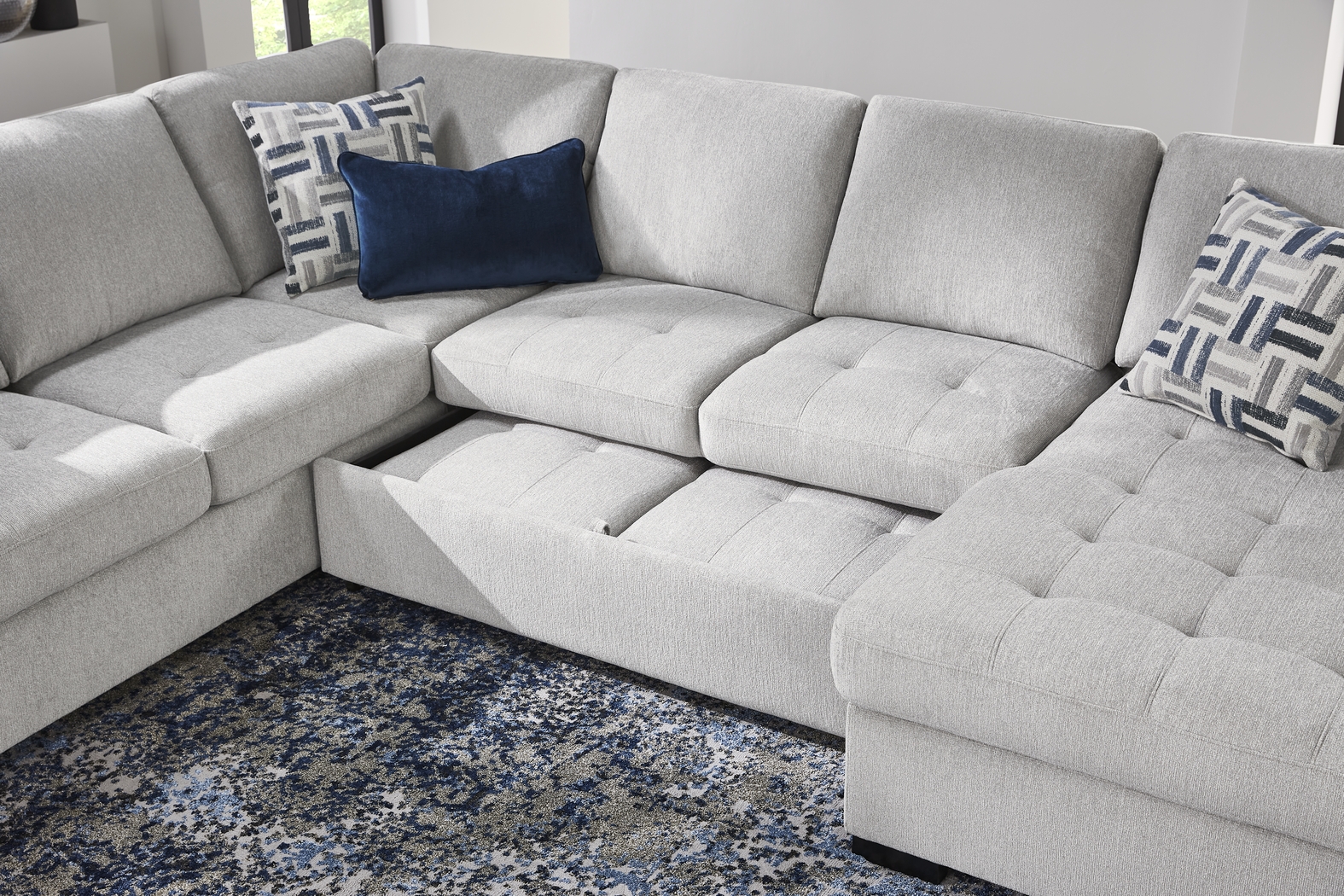 Geneva Gray 6 Pc Sleeper Sectional Living Room - Thumbnail - Image 6