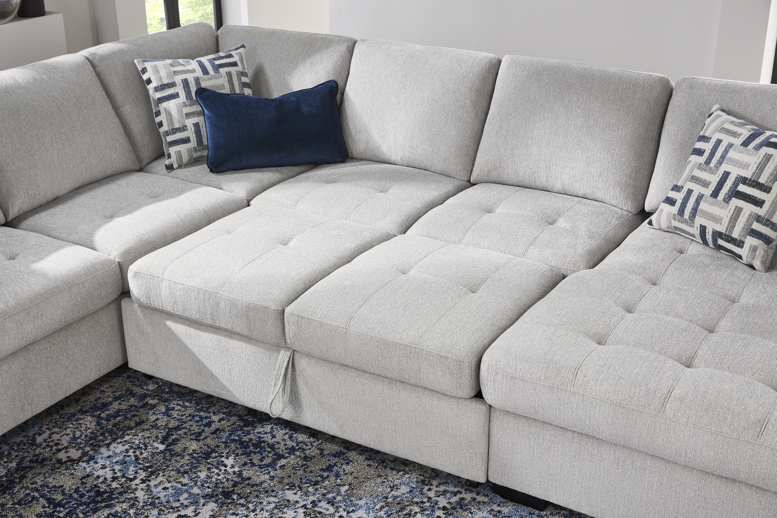 Geneva Gray 6 Pc Sleeper Sectional Living Room - Thumbnail - Image 7