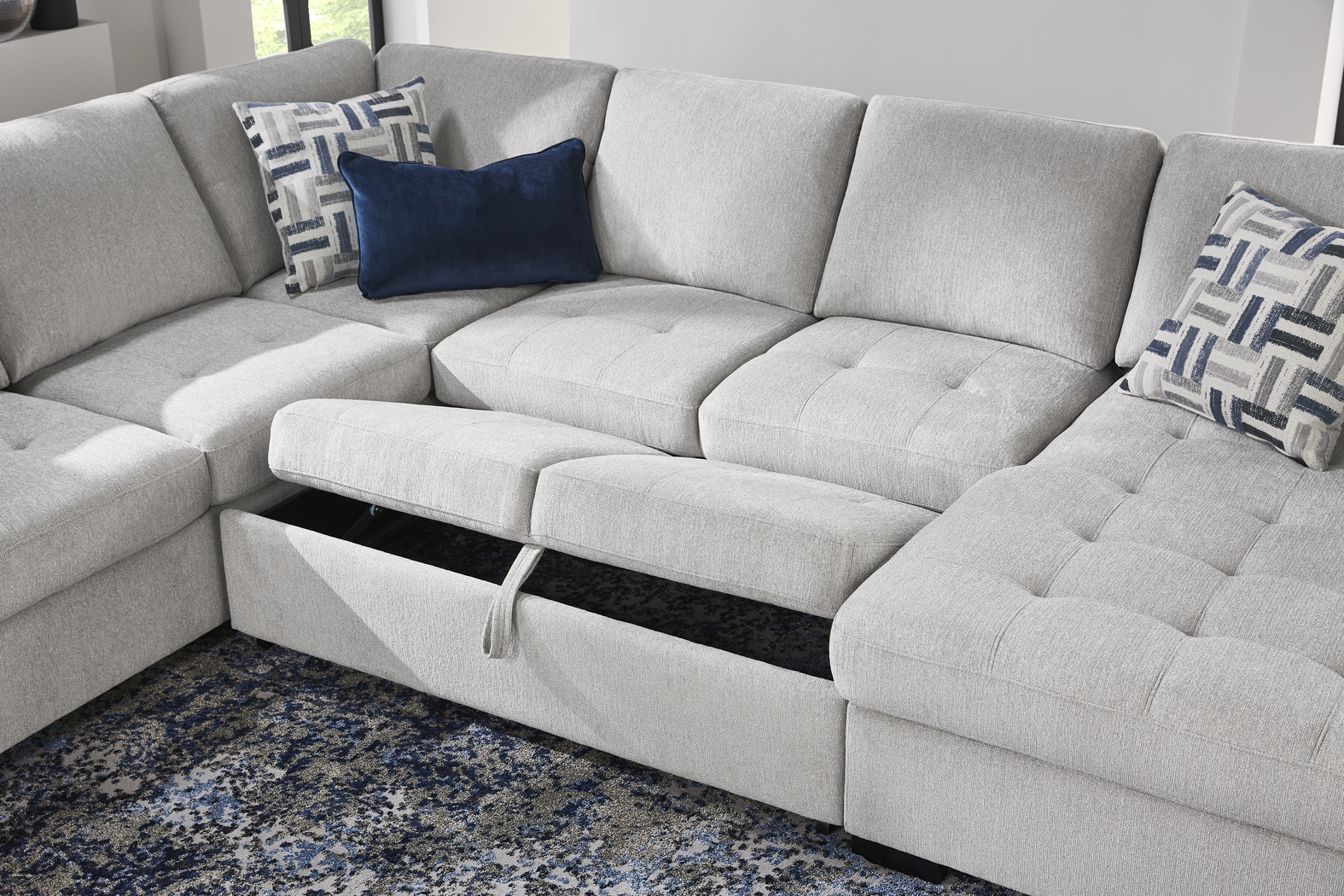 Geneva Gray 6 Pc Sleeper Sectional Living Room - Thumbnail - Image 8