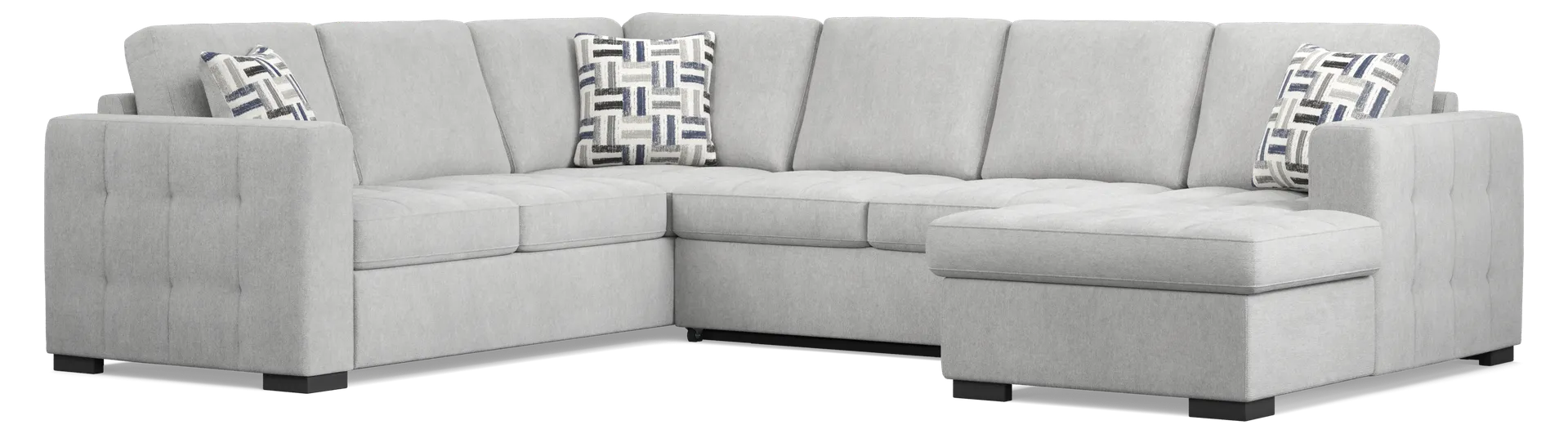 gray 3 pc raf storage sleeper sectional