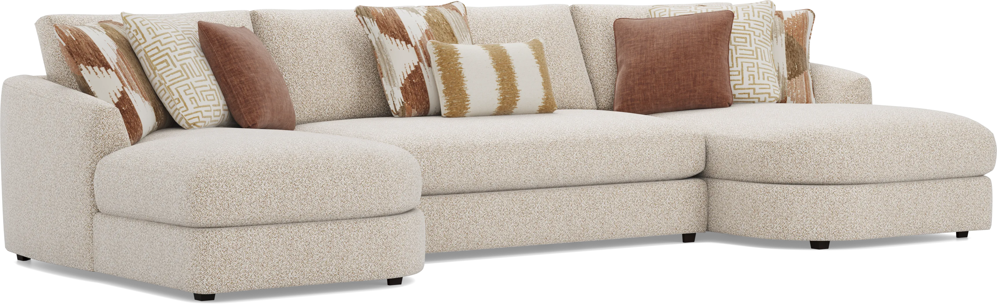Genevieve Oatmeal 3 Pc Sectional - Image 2