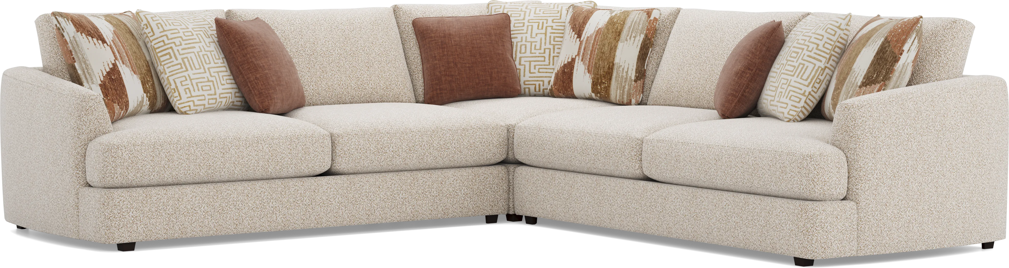 Genevieve Oatmeal 3 Pc Sectional - Image 2