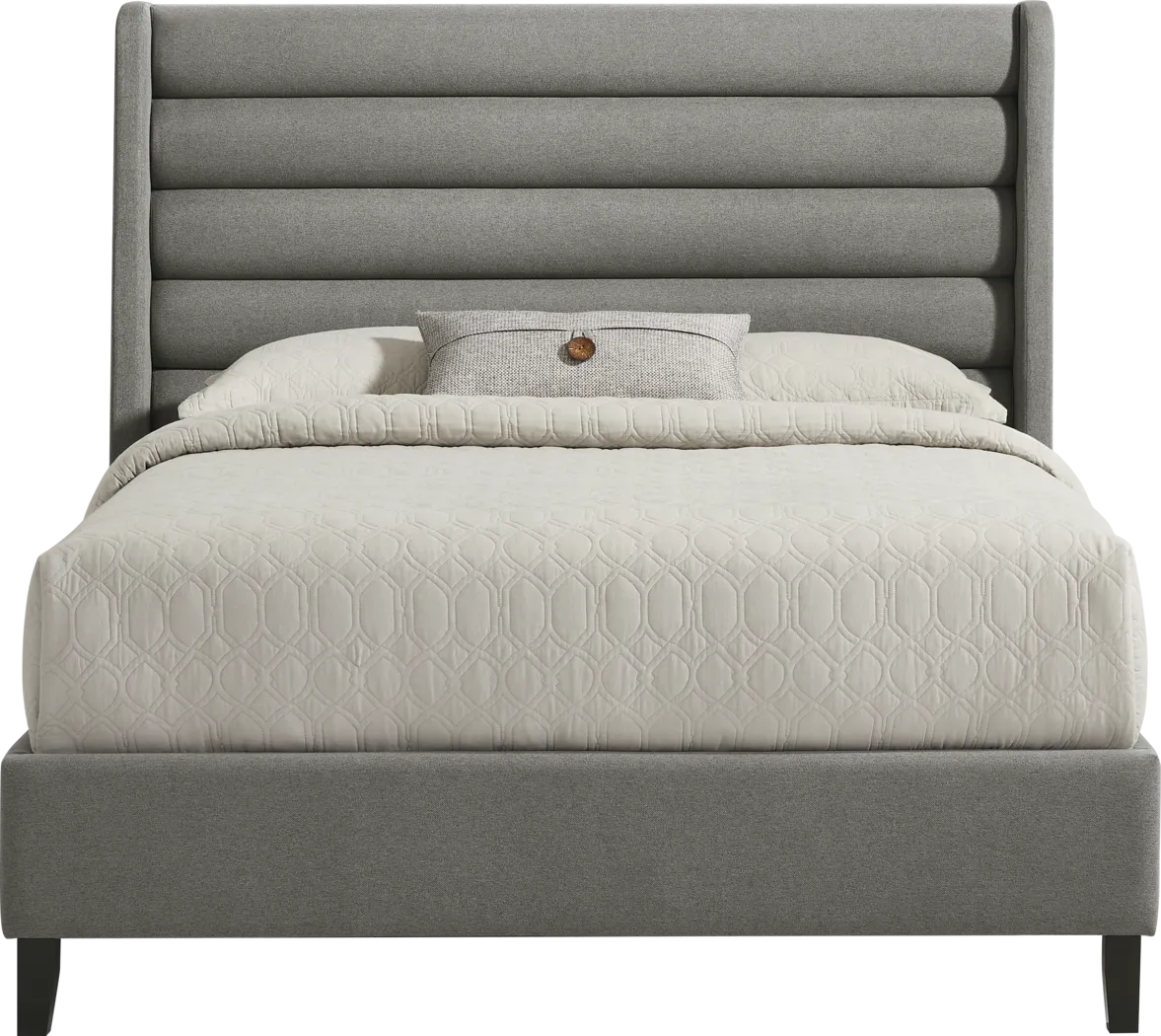 Genovia Gray 3 Pc King Upholstered Bed - Thumbnail - Image 1
