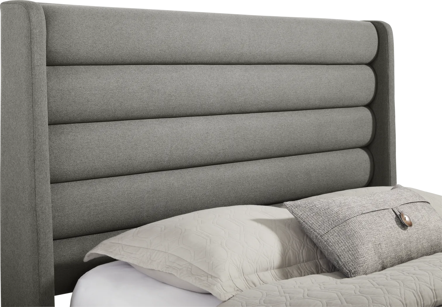 Genovia Gray 3 Pc Queen Upholstered Bed - Thumbnail - Image 2