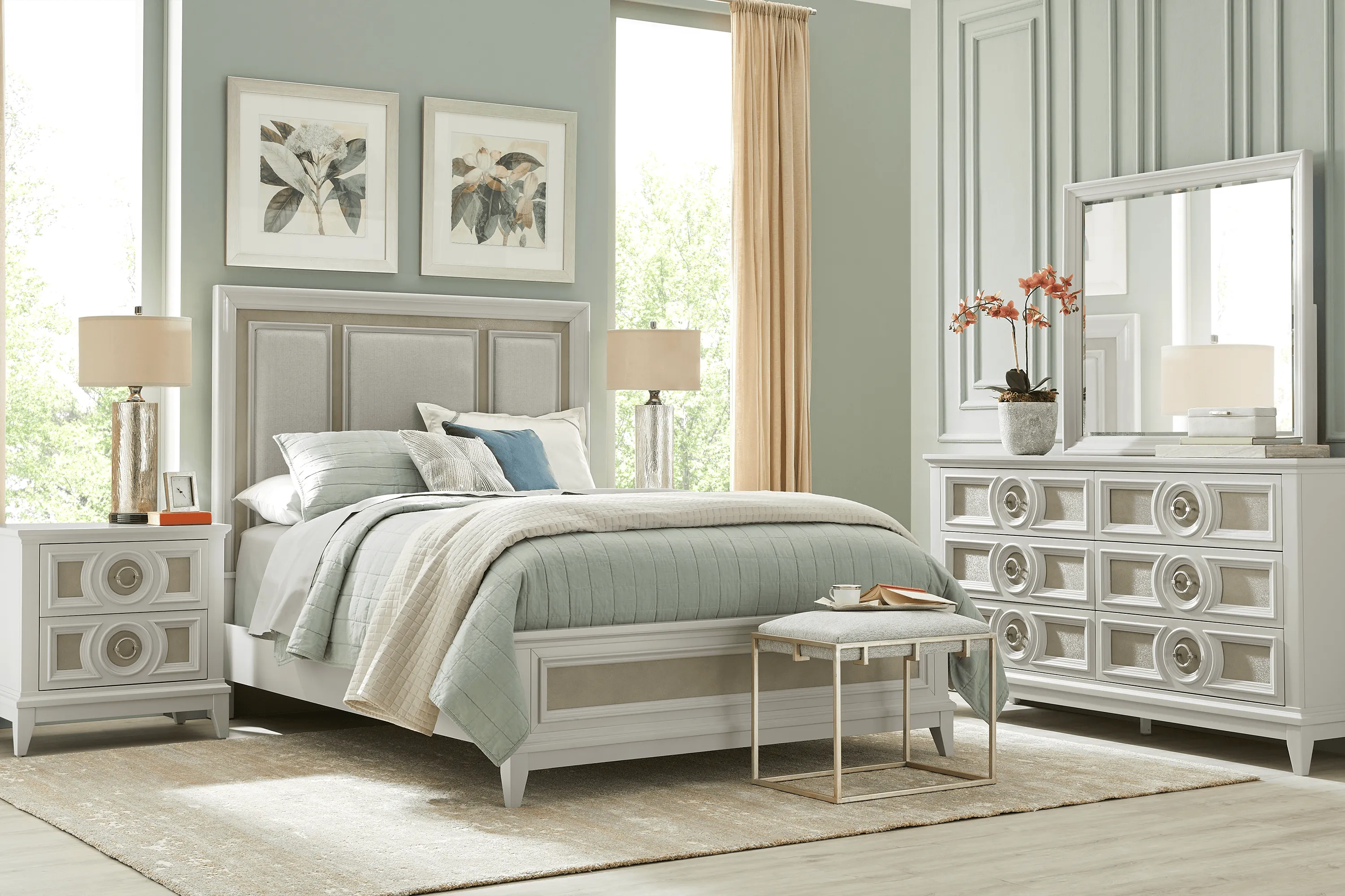 Gianna Lane Ivory 7 Pc King Panel Bedroom - Thumbnail - Image 1
