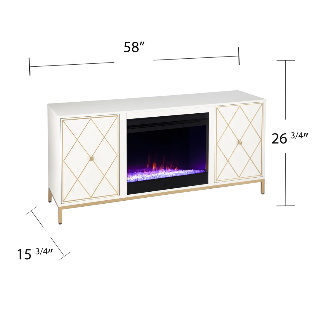 Gillem White/Gold 58 in. Console with Electric Fireplace - Image 3