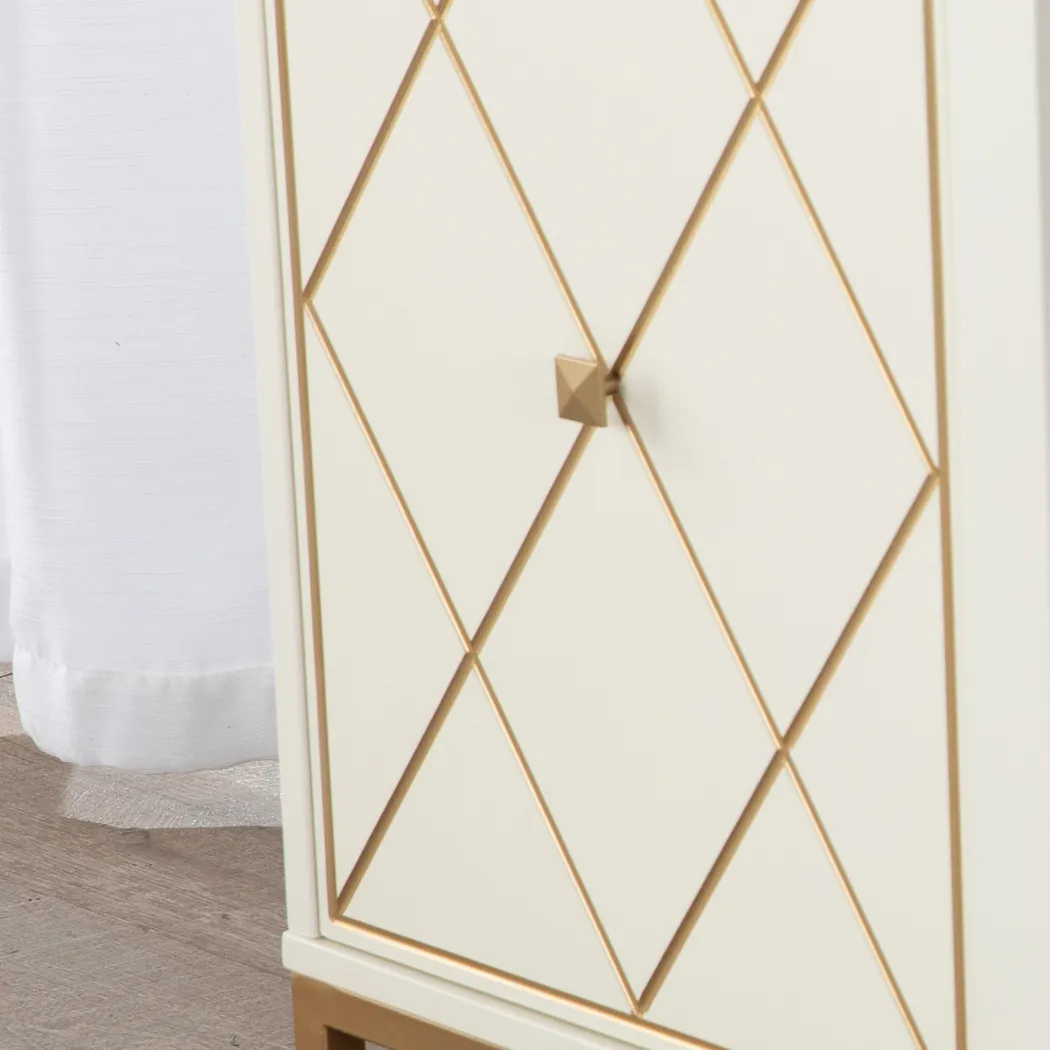 Gillem White/Gold 58 in. Console with Electric Fireplace - Image 4