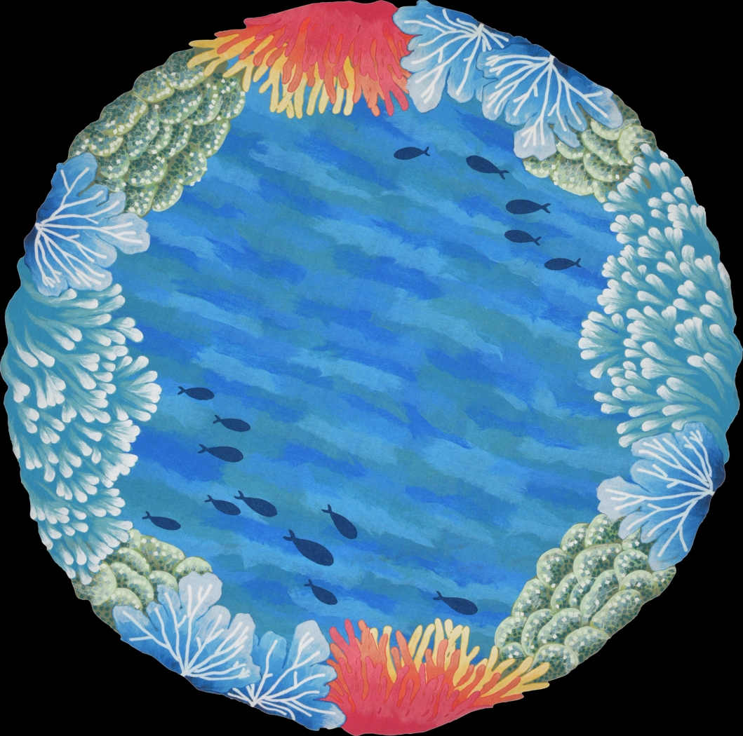 Gillford Blue 8' Round Indoor/Outdoor Rug - Thumbnail - Image 1