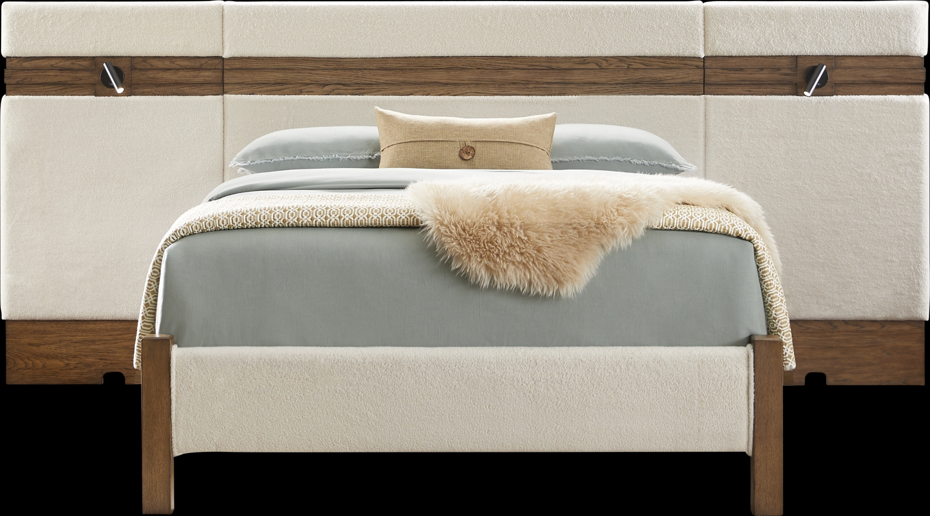 Gillon Ferry Beige 5 Pc Queen Upholstered Wall Bedroom - Thumbnail - Image 2