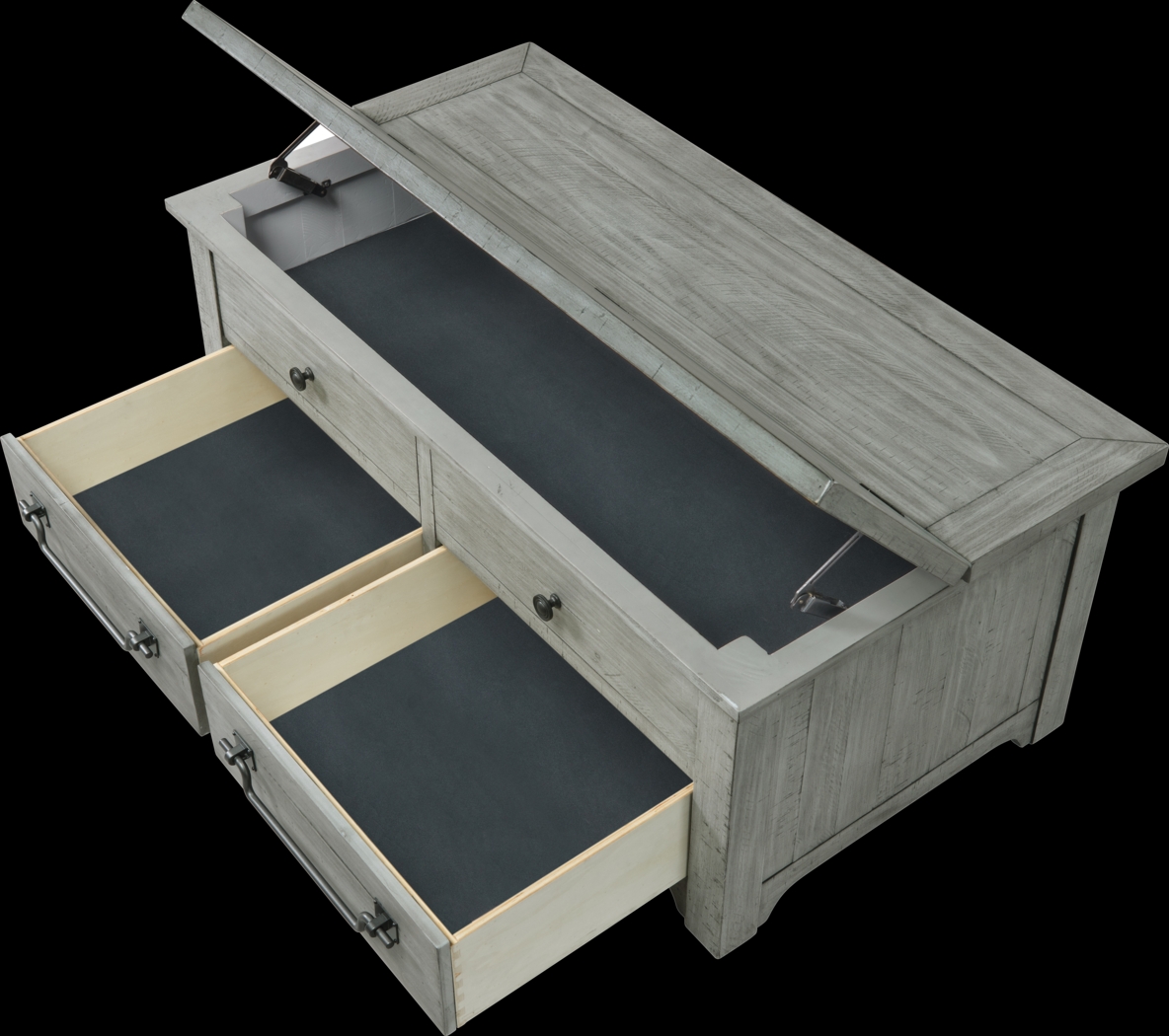 Gingerich Gray Coffee Table with Flip Top Trunk - Thumbnail - Image 3