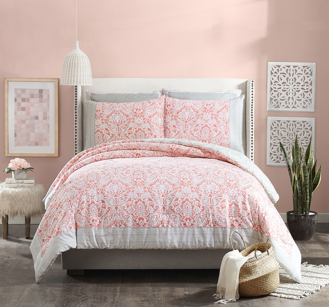 Gisa Orange 3 Pc Full/Queen Comforter Set - Thumbnail - Image 1