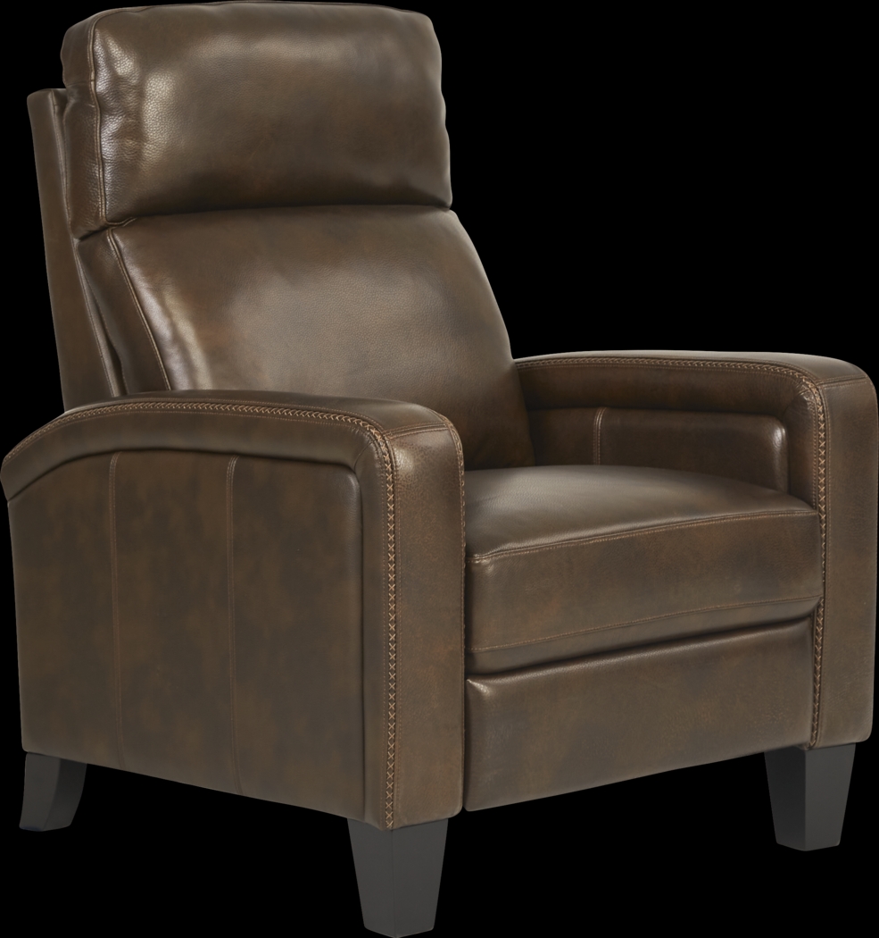 Gisella Brown Leather Push Back Recliner - Thumbnail - Image 1