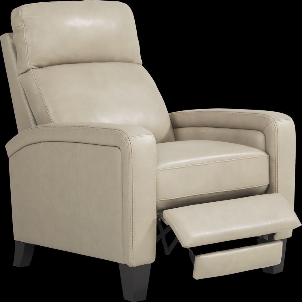 Gisella Taupe Leather Push Back Recliner - Thumbnail - Image 2