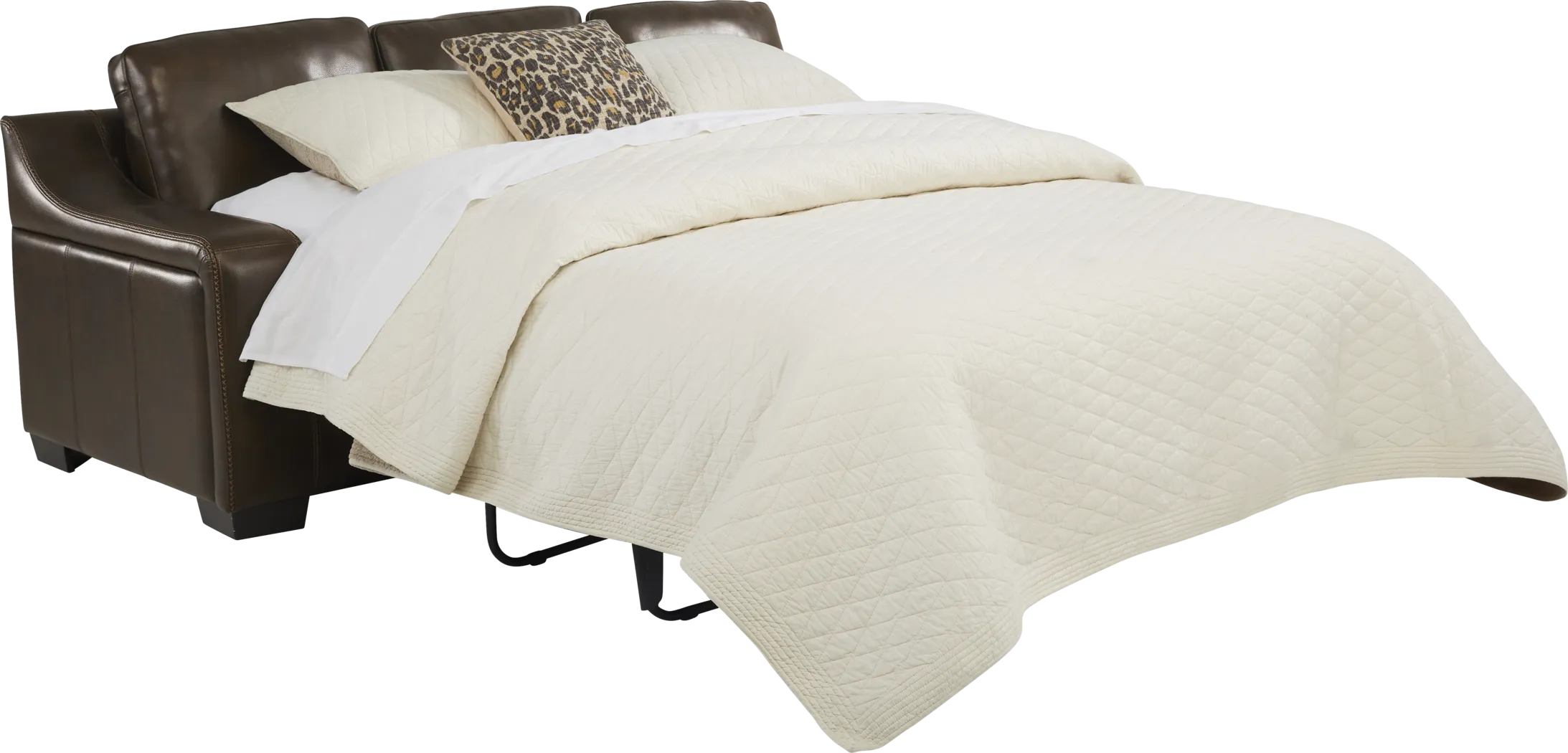 Gisella Brown Leather 5 Pc Living Room with Sleeper Sofa - Thumbnail - Image 3