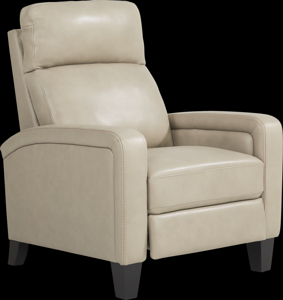Gisella Taupe Leather Push Back Recliner - Thumbnail - Image 1
