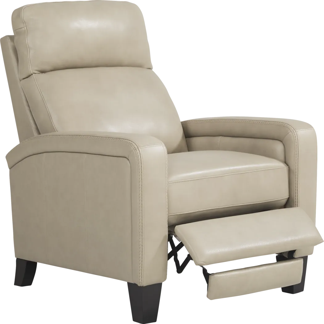 Gisella Taupe Leather Push Back Recliner - Thumbnail - Image 2
