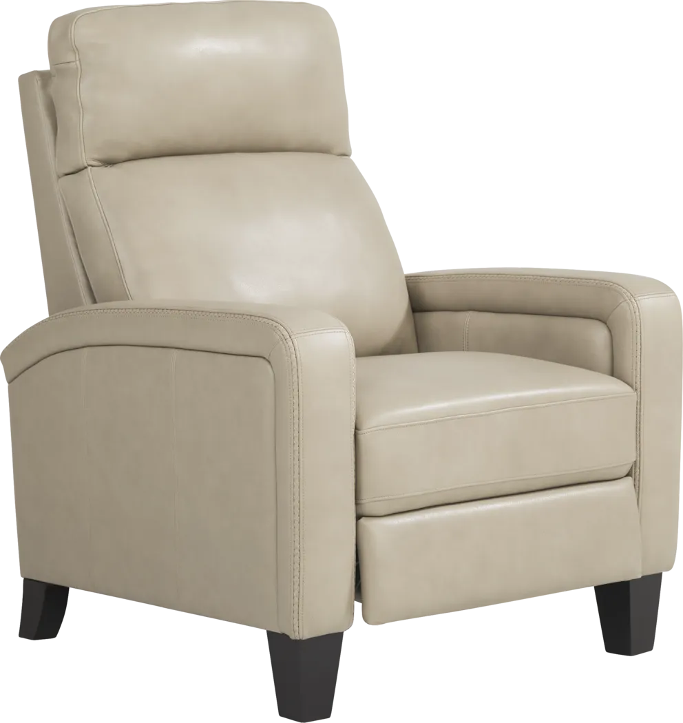 Gisella Taupe Leather Push Back Recliner - Thumbnail - Image 1