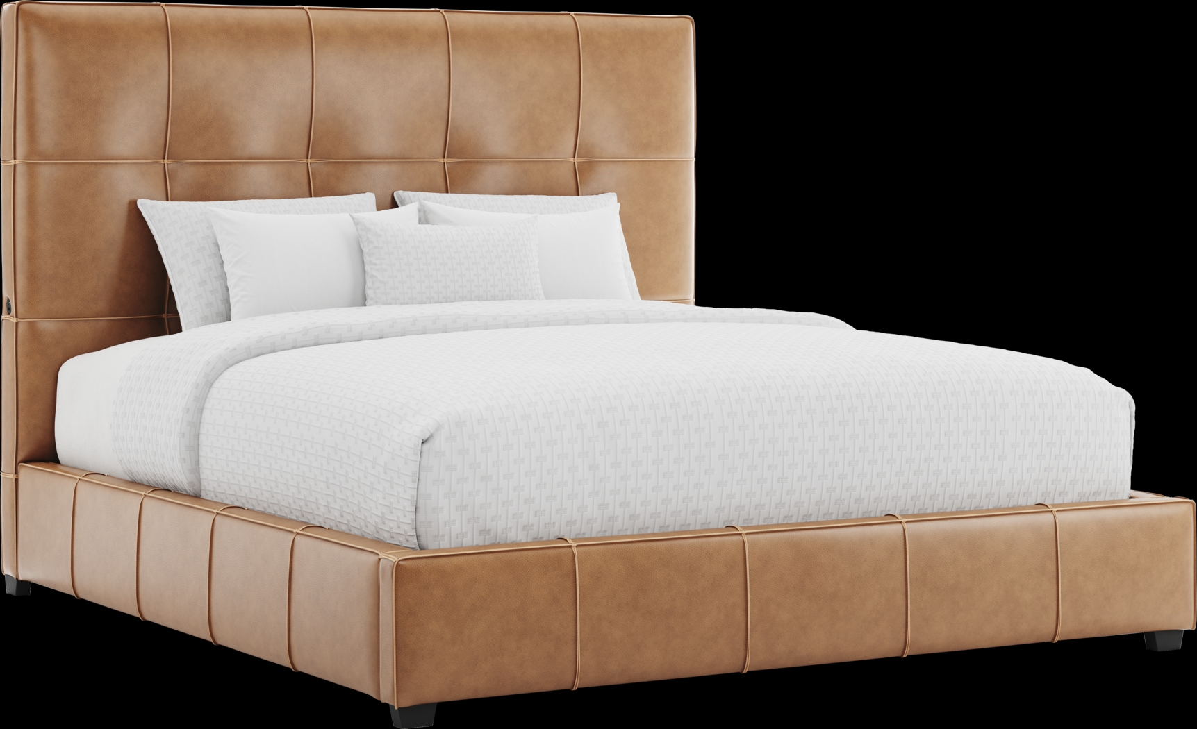 Giselle Camel Leather 3 Pc King Bed - Thumbnail - Image 1
