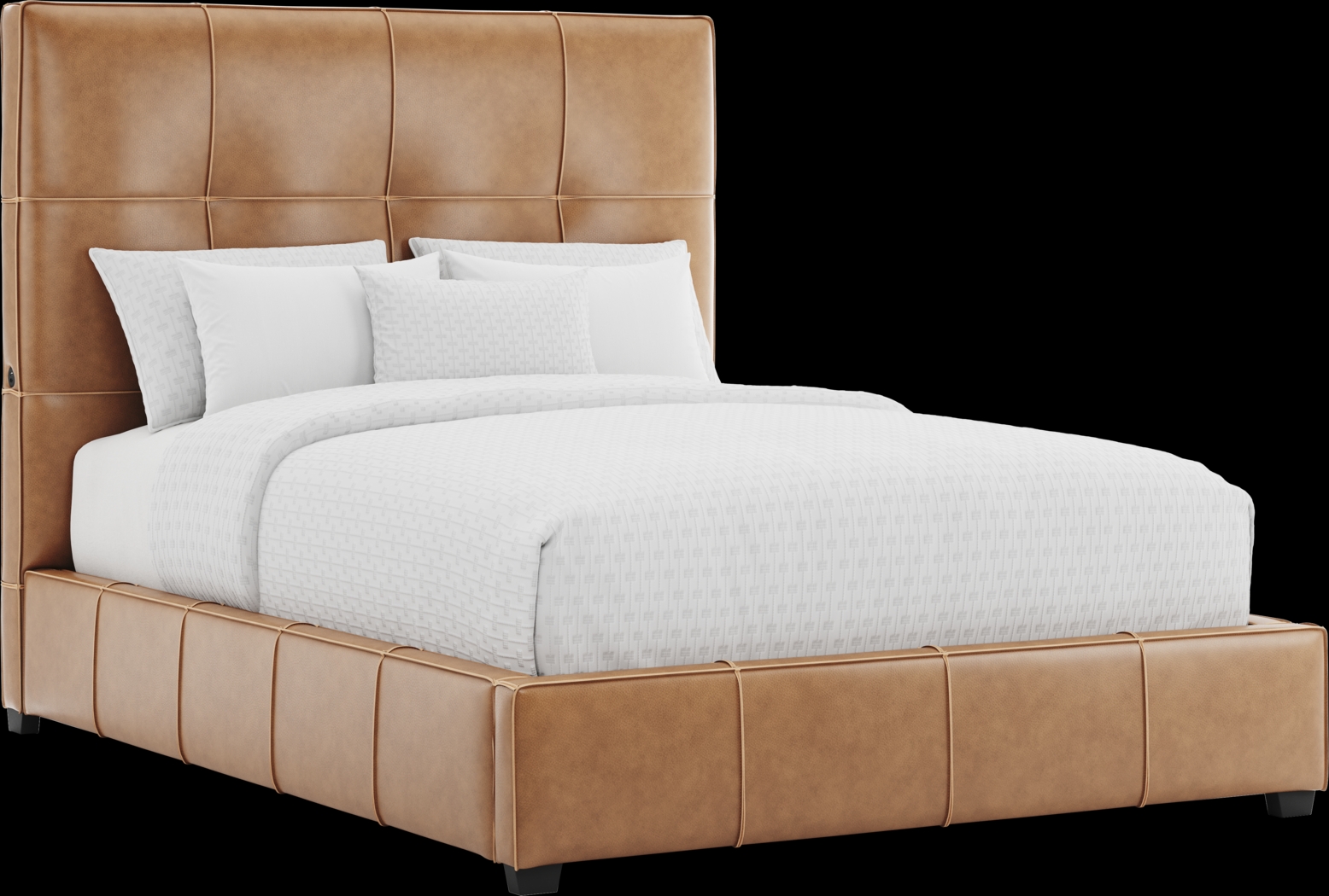 Giselle Camel Leather 3 Pc Queen Bed - Thumbnail - Image 1
