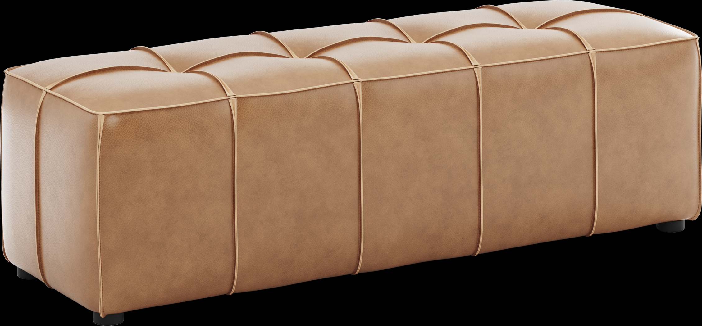Giselle Camel Brown Leather Bench - Thumbnail - Image 2