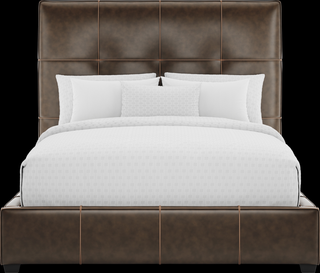 Giselle Chocolate Leather 3 Pc Queen Bed - Thumbnail - Image 2