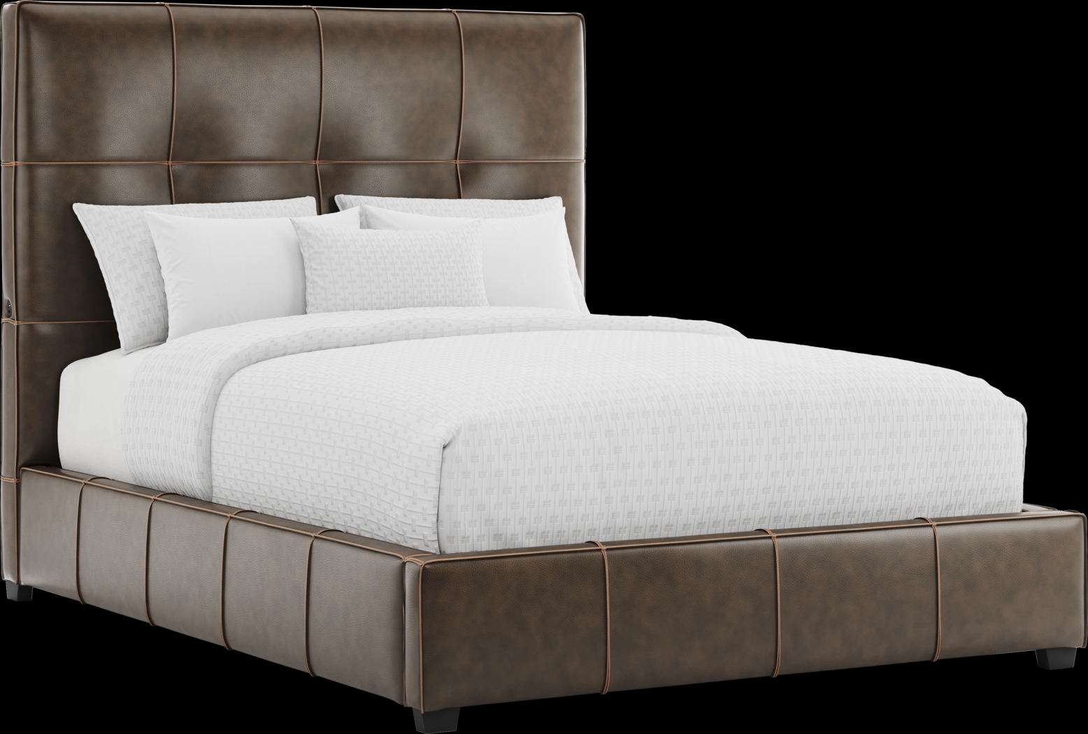 Giselle Chocolate Leather 3 Pc Queen Bed - Thumbnail - Image 1