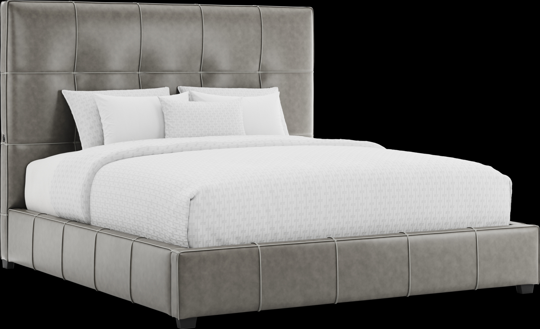 Giselle Gray Leather 3 Pc King Bed - Thumbnail - Image 1