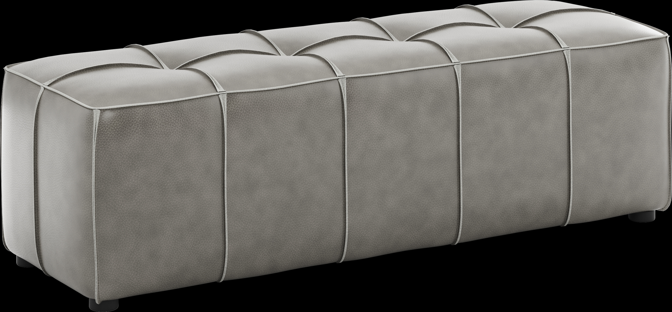 Giselle Gray Leather Bench - Thumbnail - Image 2