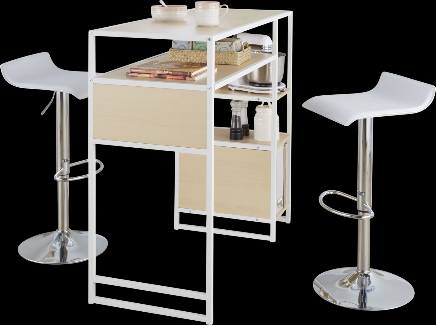 Gladwynne White 3 Pc Bar Height Dining Set - Thumbnail - Image 1