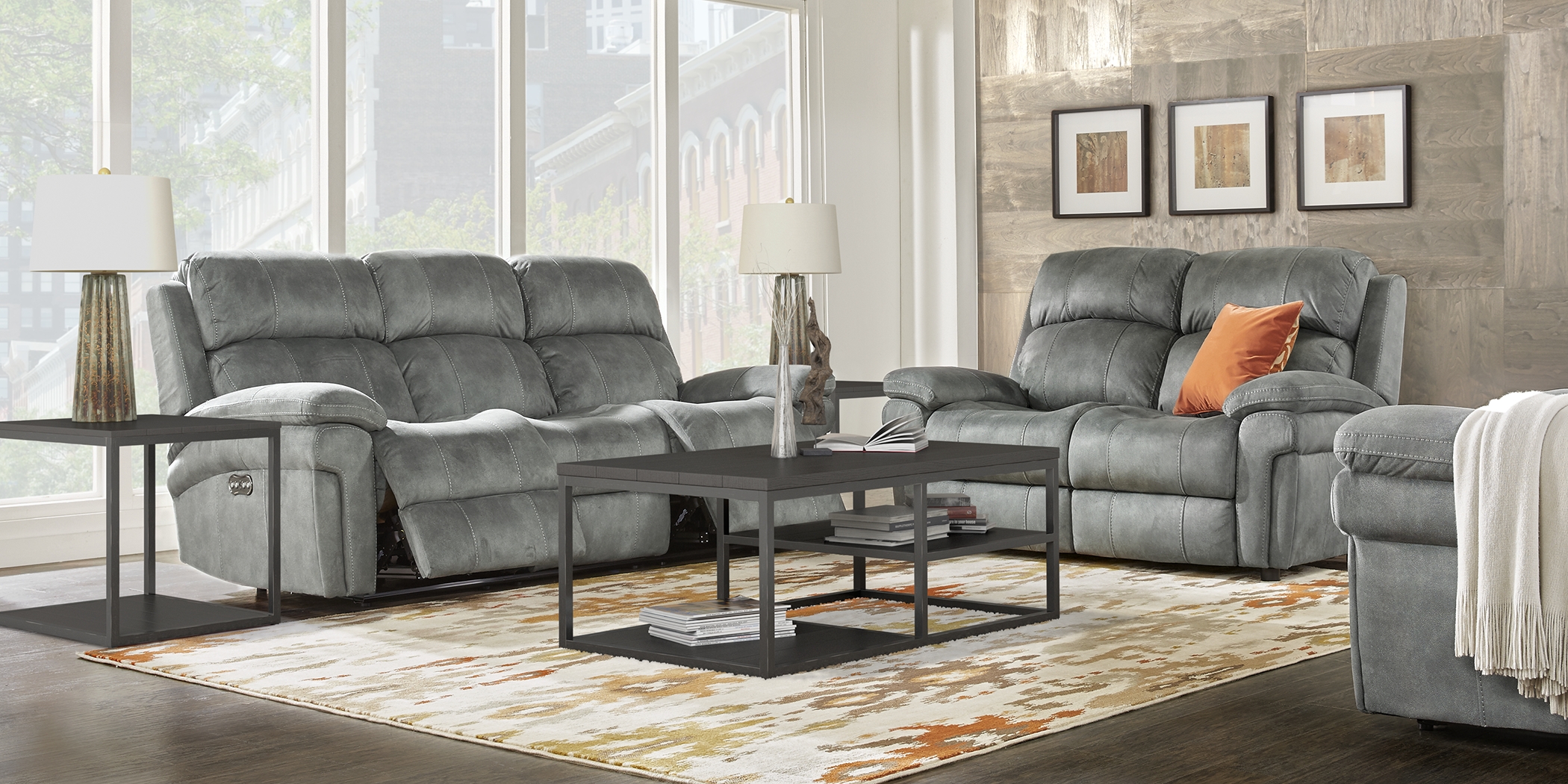 Glendale Place Charcoal 5 Pc Living Room with Reclining Sofa - Thumbnail - Image 1