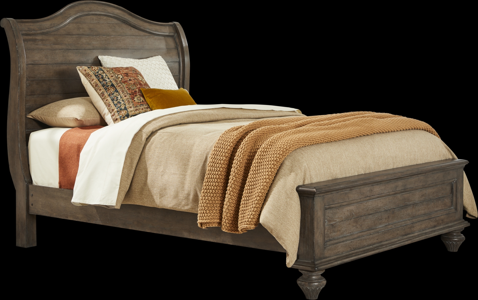 Glenira Lane Brown 3 Pc King Sleigh Bed - Thumbnail - Image 2