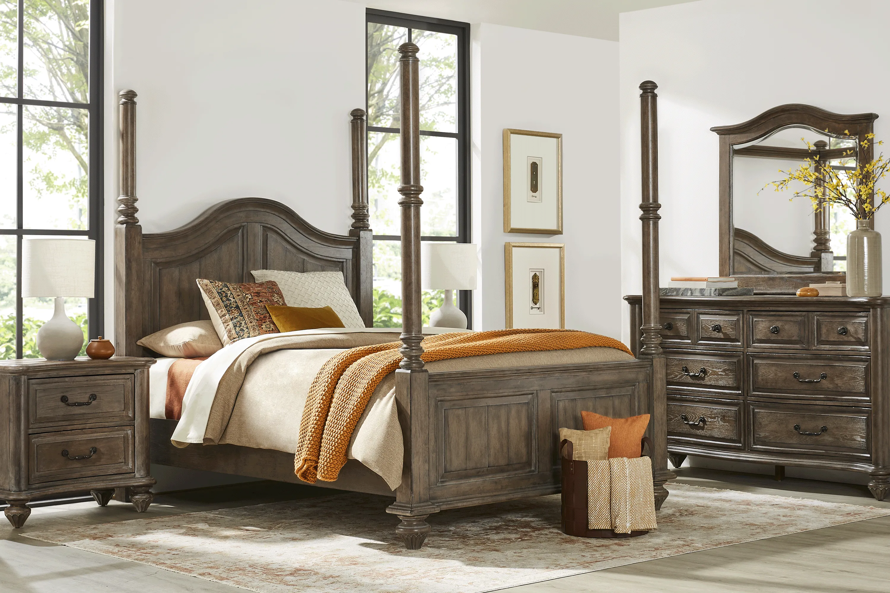 Glenira Lane Brown 5 Pc King Poster Bedroom - Thumbnail - Image 1