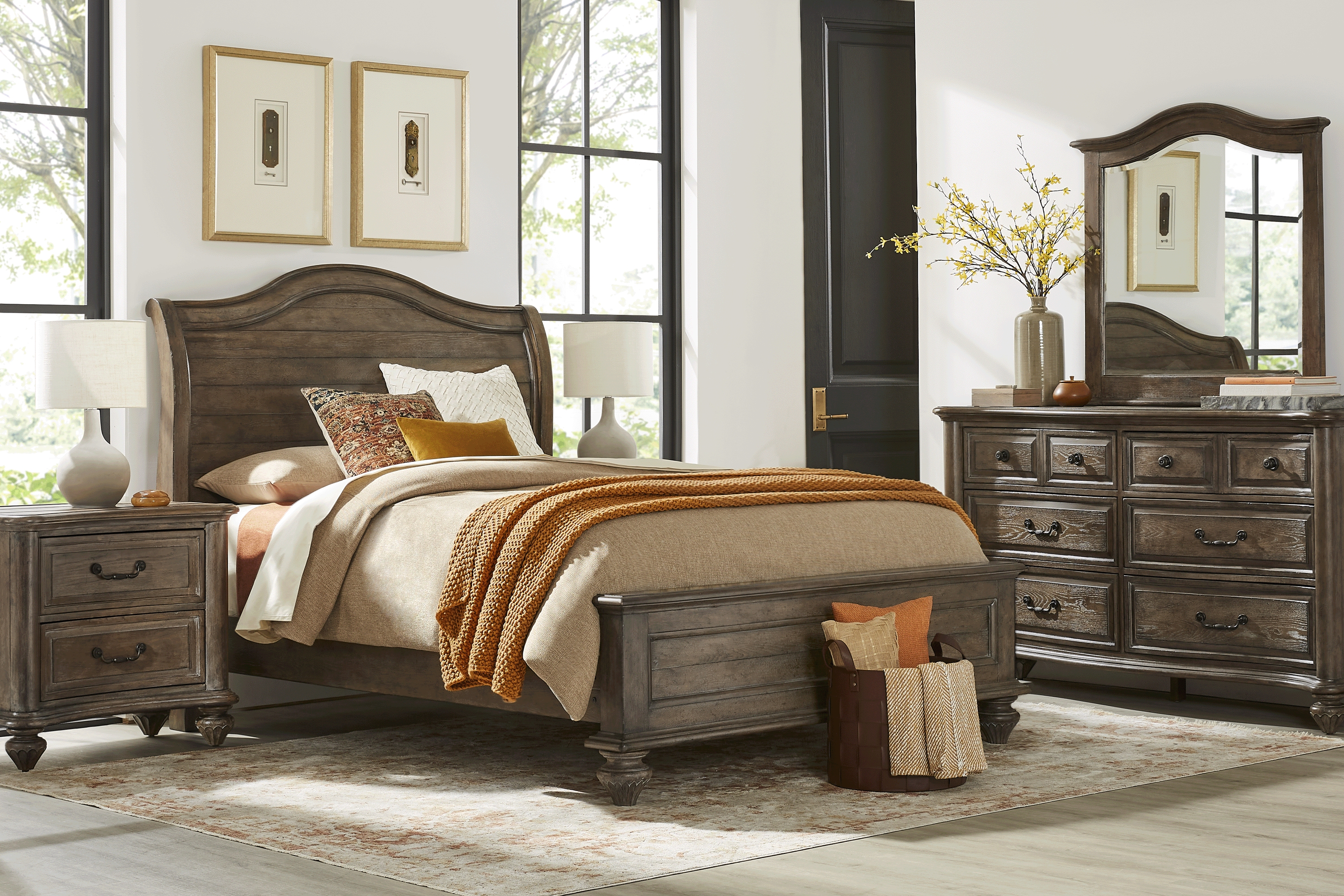 Glenira Lane Brown 8 Pc King Sleigh Bedroom - Thumbnail - Image 1