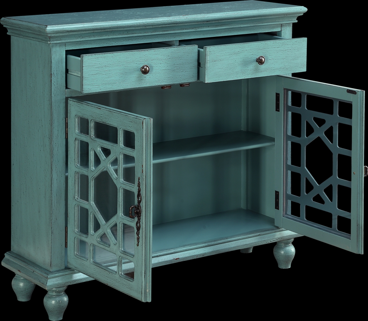 Glenna Teal Accent Cabinet - Thumbnail - Image 3