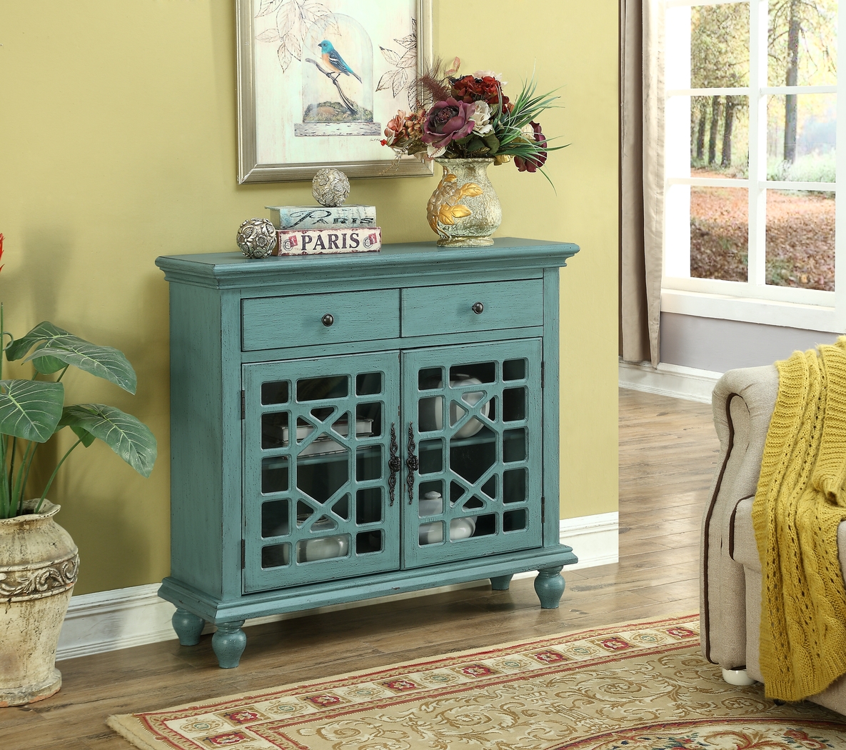 Glenna Teal Accent Cabinet - Thumbnail - Image 4