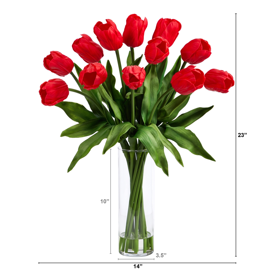Glennan Red Floral Arrangement with Vase - Thumbnail - Image 4