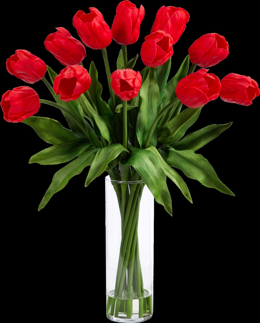 Glennan Red Floral Arrangement with Vase - Thumbnail - Image 1
