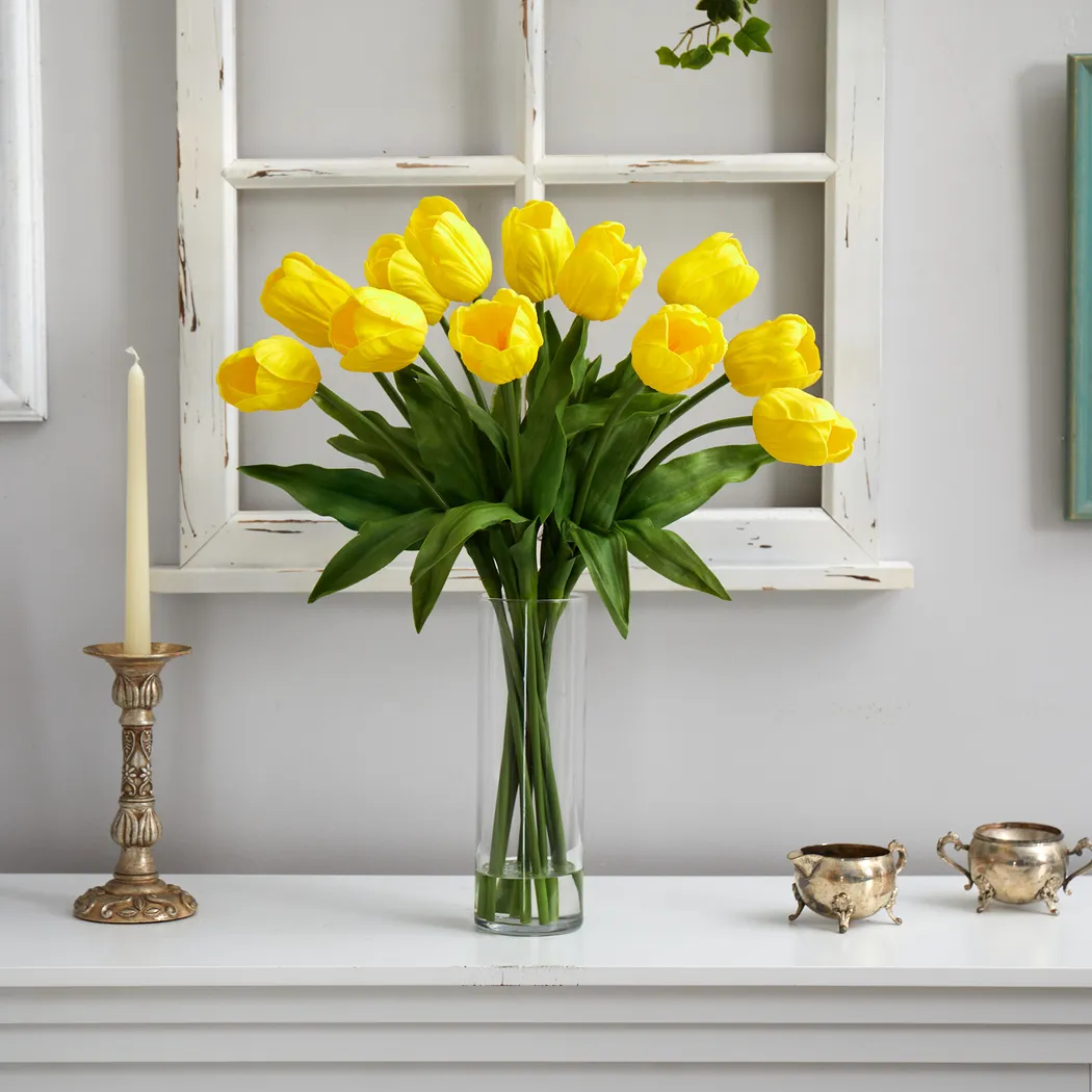 Glennan Yellow Floral Arrangement with Vase - Thumbnail - Image 3