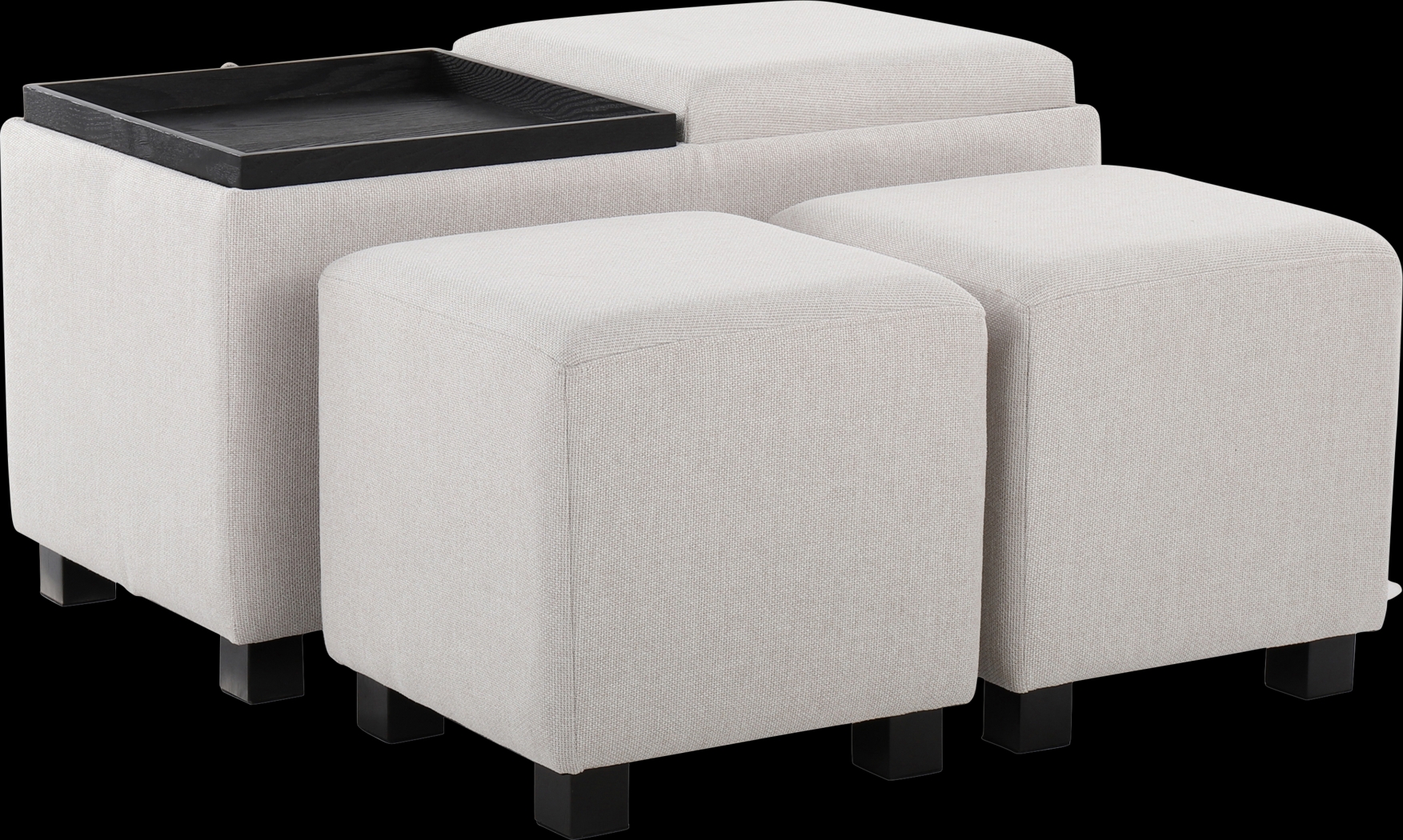 Glenward Cream Nesting Ottoman, Set of 3 - Thumbnail - Image 3