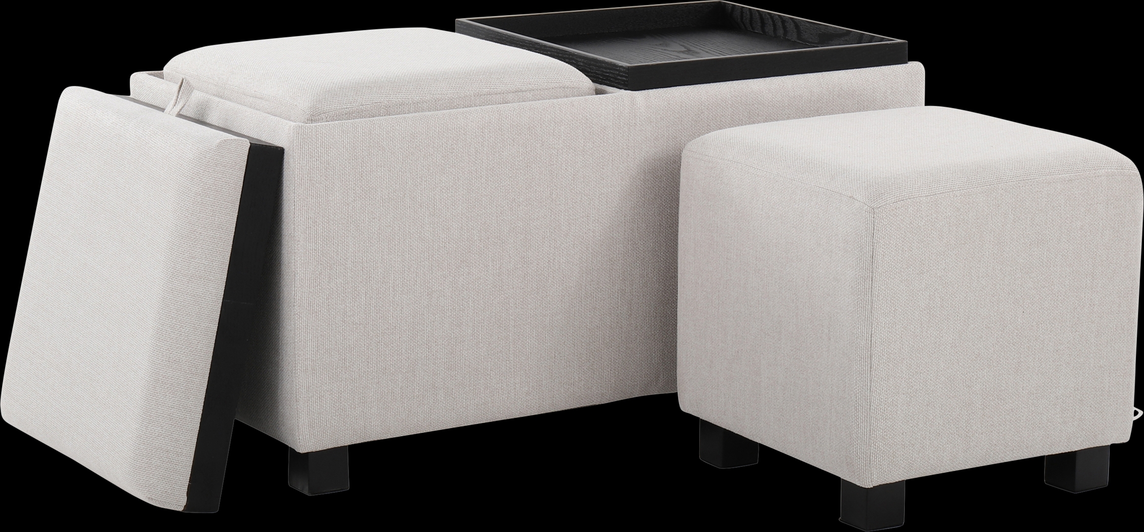 Glenward Cream Nesting Ottoman, Set of 3 - Thumbnail - Image 1