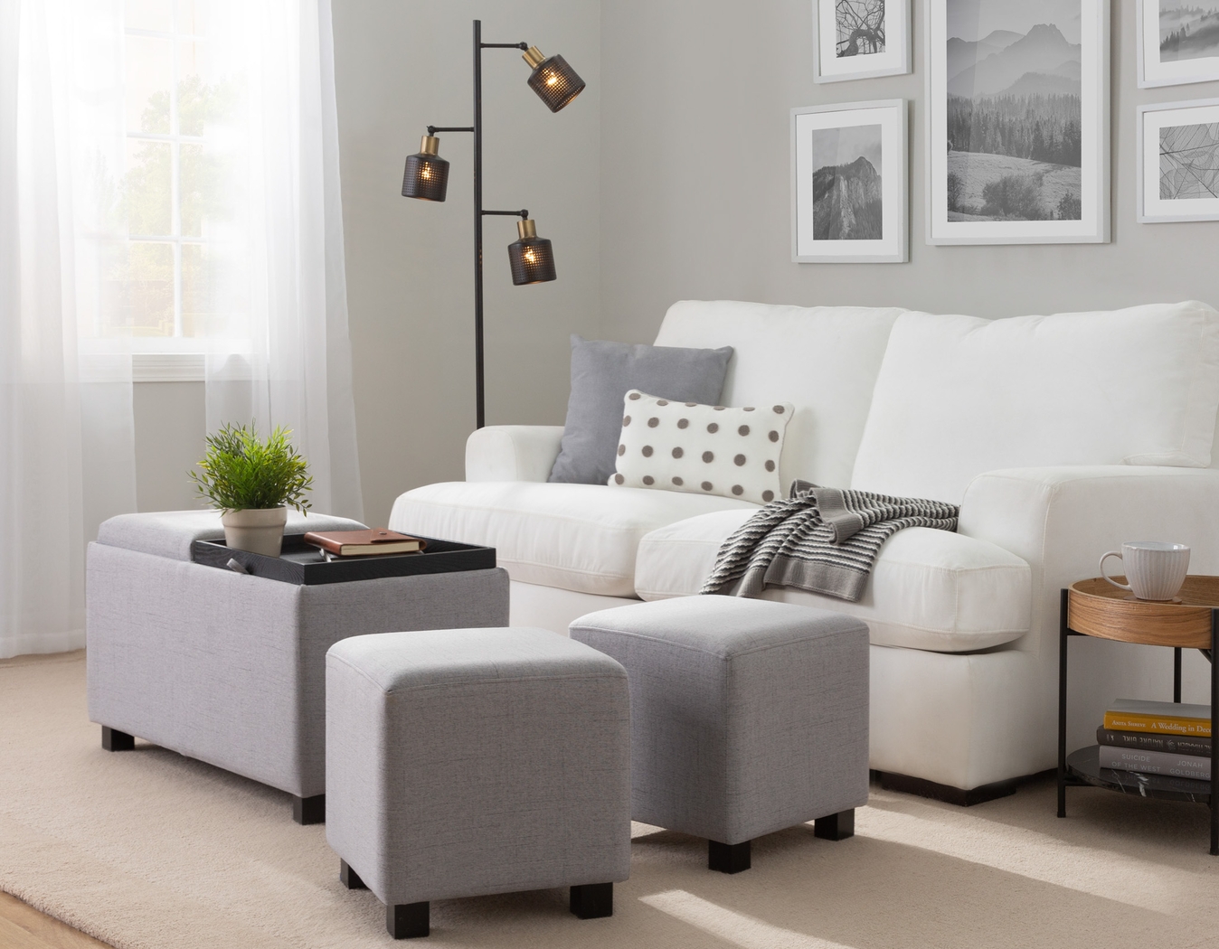 Glenward Gray Nesting Ottoman, Set of 3 - Thumbnail - Image 3