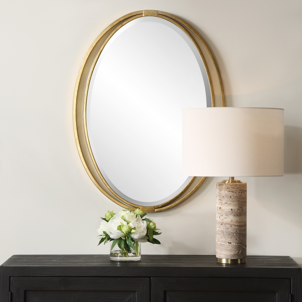 Gliakt Gold Oval Wall Mirror - Thumbnail - Image 2