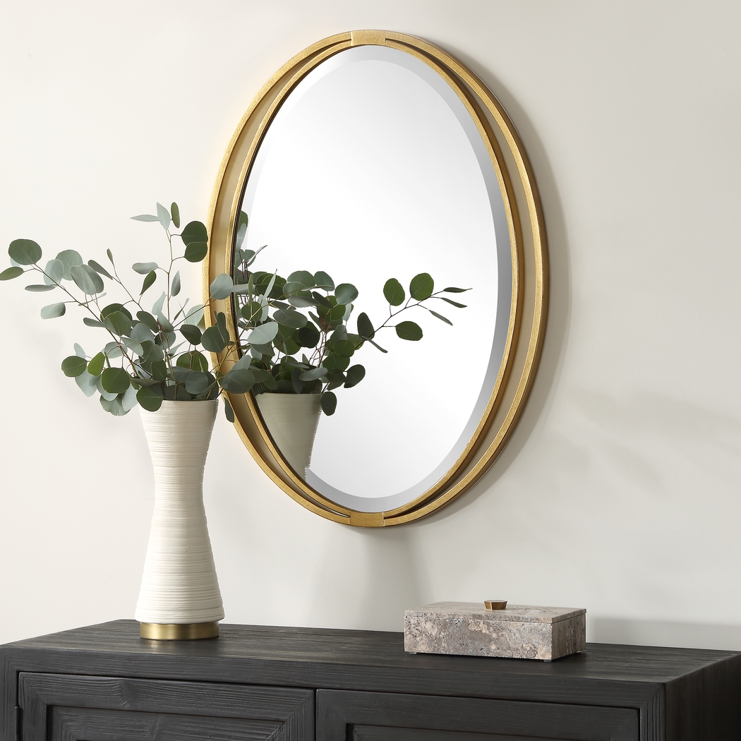 Gliakt Gold Oval Wall Mirror - Thumbnail - Image 3