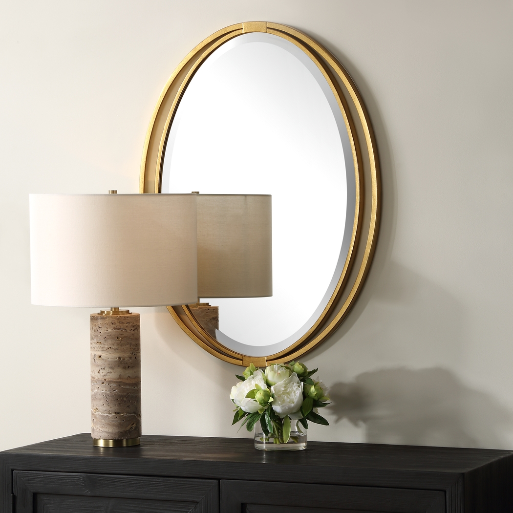 Gliakt Gold Oval Wall Mirror - Thumbnail - Image 4