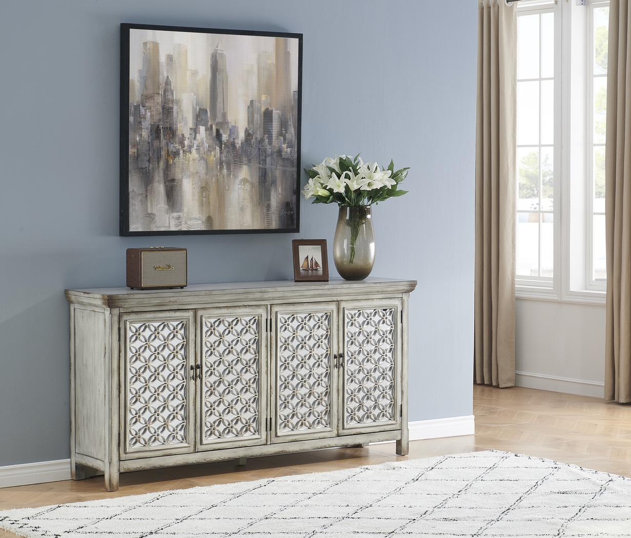 Glidewill Gray 4 Door Credenza - Thumbnail - Image 2