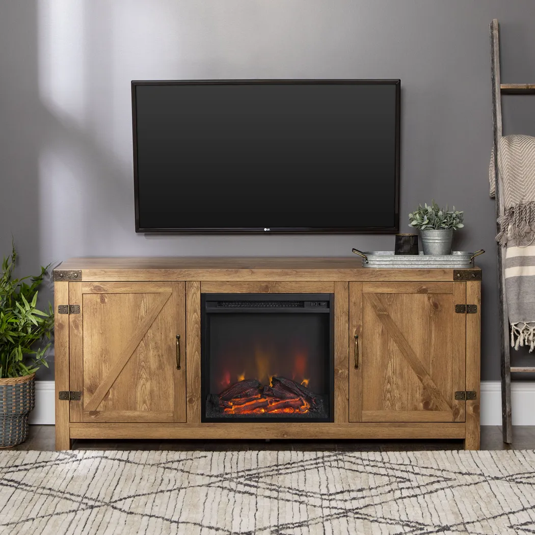 Gloxina Brown 58 in. Console, With Electric Fireplace - Thumbnail - Image 4